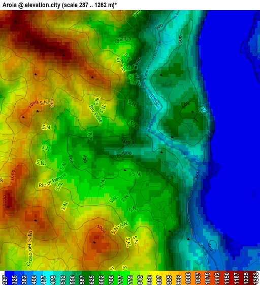 Arola elevation map