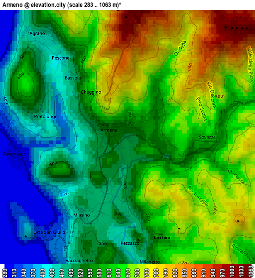 Armeno elevation map