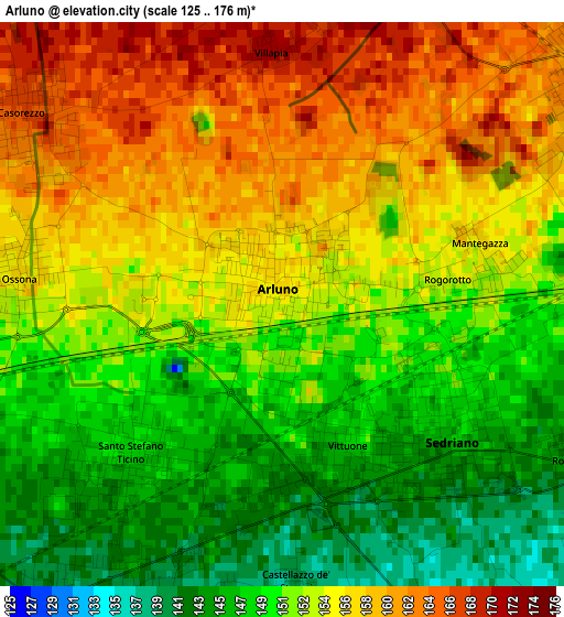 Arluno elevation map