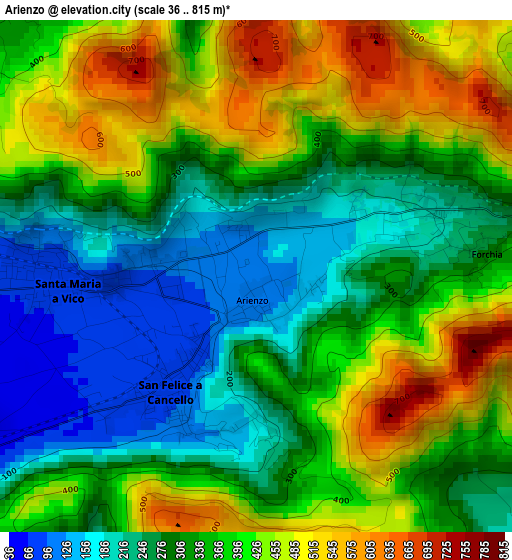 Arienzo elevation map