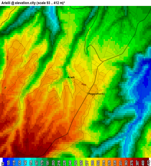 Arielli elevation map