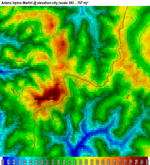 Ariano Irpino-Martiri elevation map