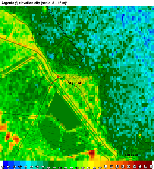 Argenta elevation map