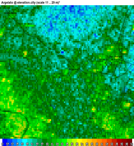 Argelato elevation map