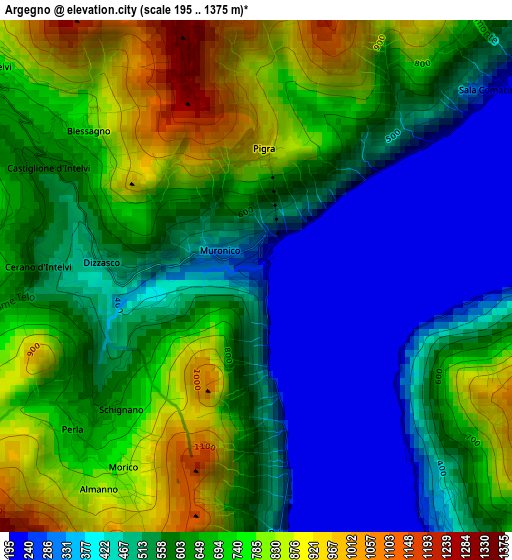 Argegno elevation map