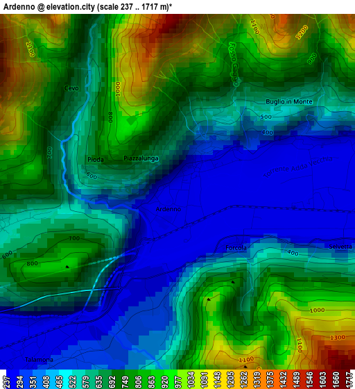 Ardenno elevation map