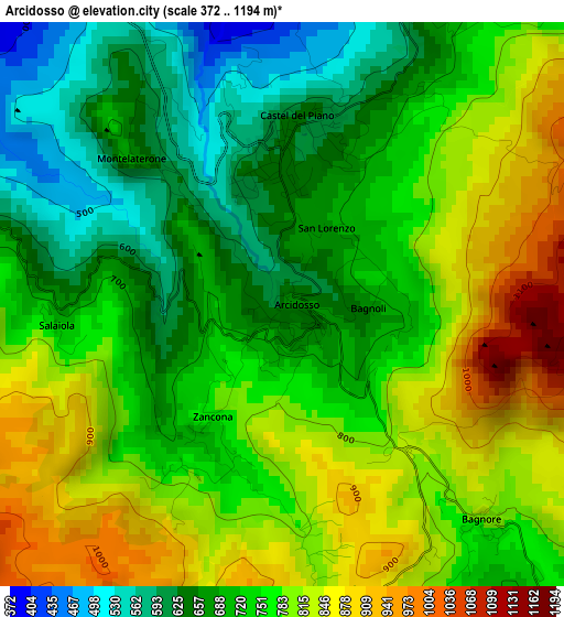 Arcidosso elevation map