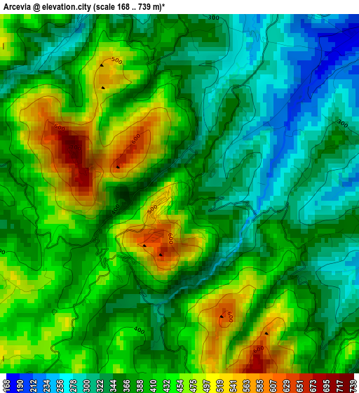 Arcevia elevation map