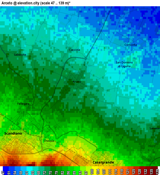 Arceto elevation map