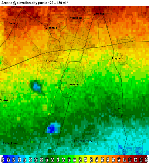 Arcene elevation map