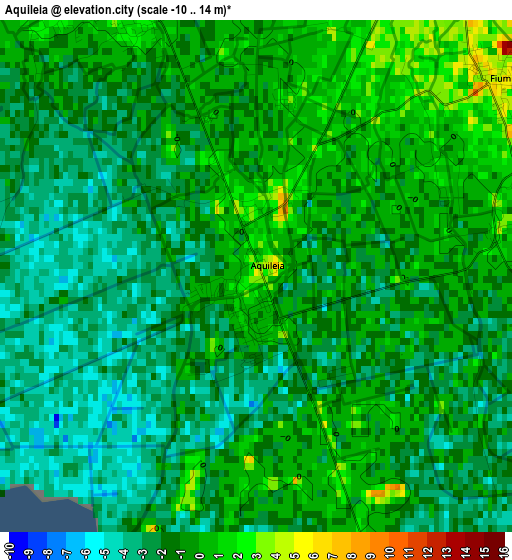 Aquileia elevation map