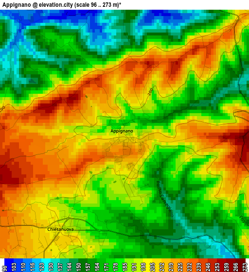 Appignano elevation map