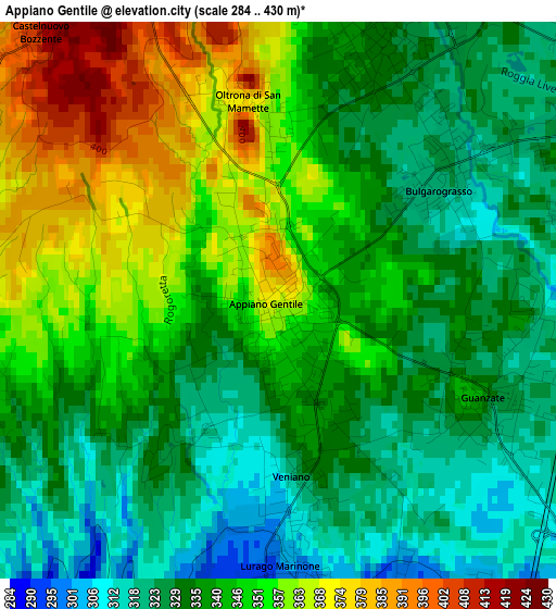 Appiano Gentile elevation map