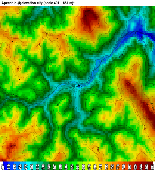 Apecchio elevation map