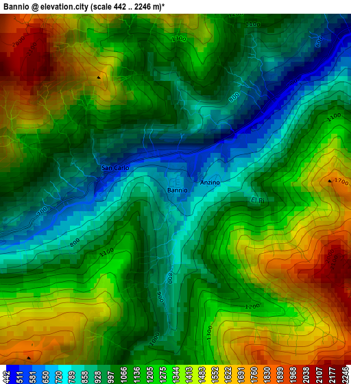 Bannio elevation map