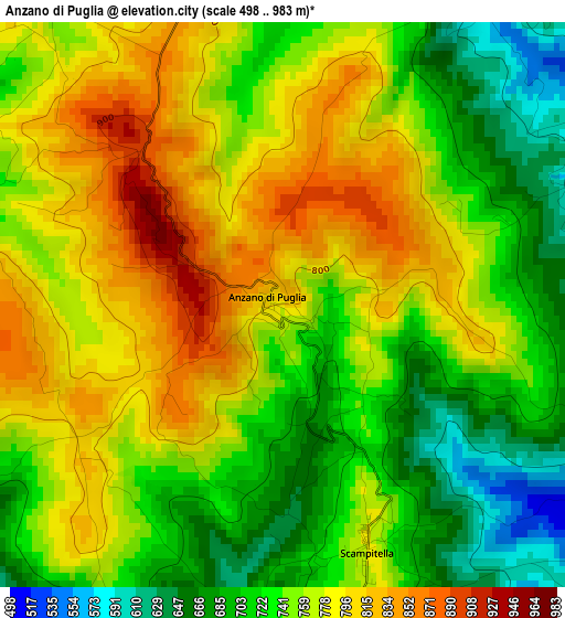 Anzano di Puglia elevation map