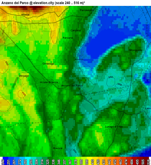 Anzano del Parco elevation map