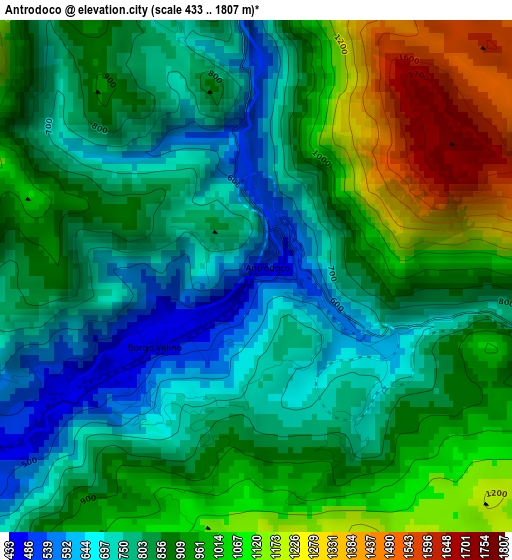 Antrodoco elevation map