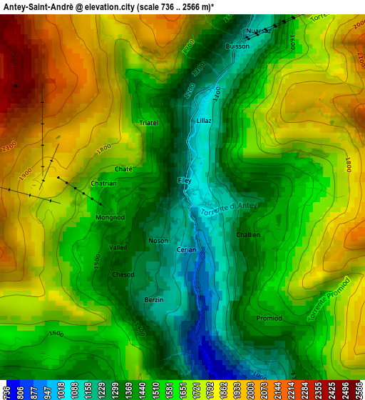 Antey-Saint-Andrè elevation map