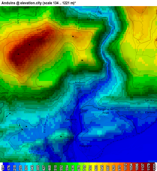 Anduins elevation map