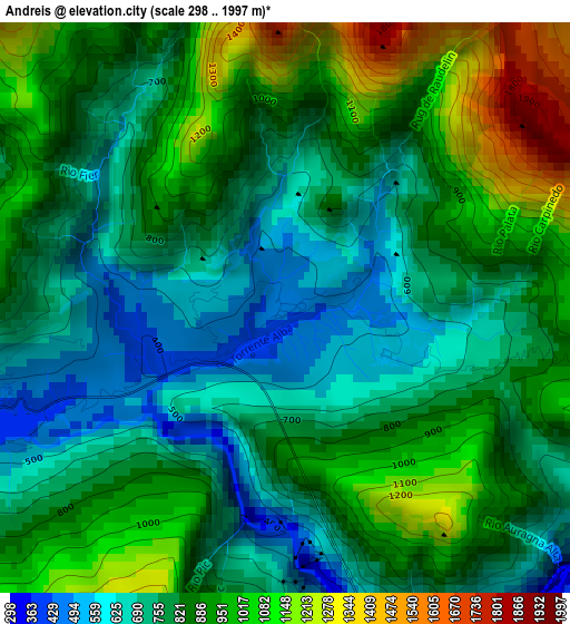 Andreis elevation map