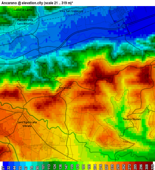 Ancarano elevation map