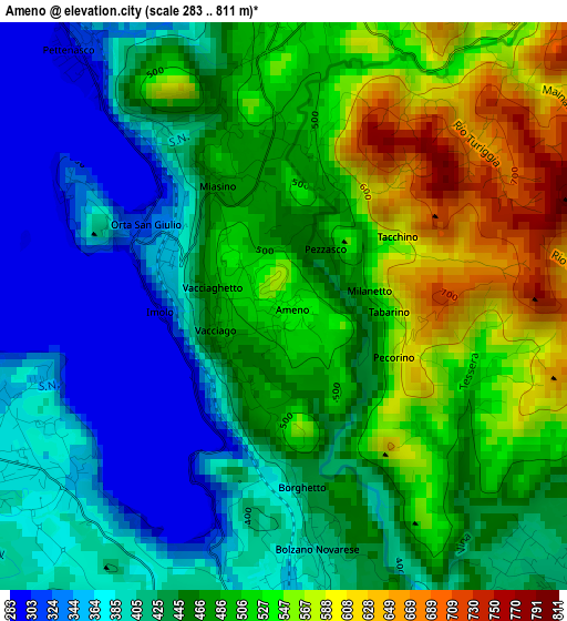 Ameno elevation map