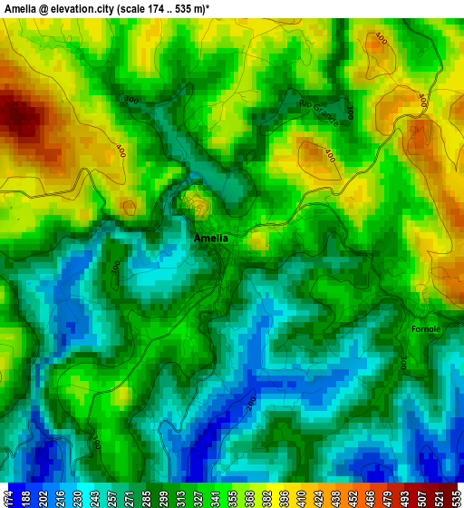 Amelia elevation map