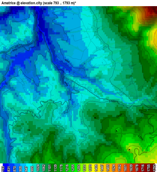 Amatrice elevation map