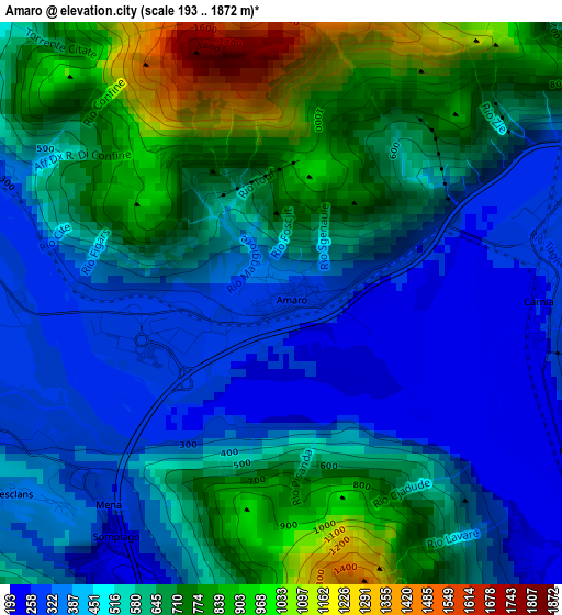 Amaro elevation map