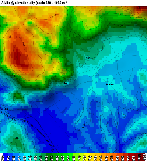 Alvito elevation map