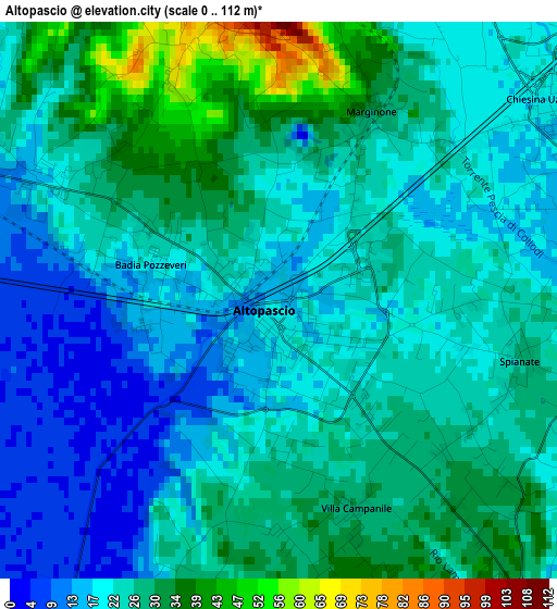 Altopascio elevation map