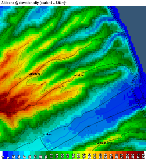 Altidona elevation map