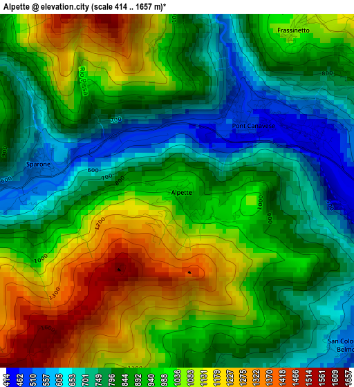 Alpette elevation map