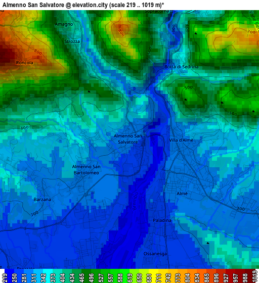Almenno San Salvatore elevation map