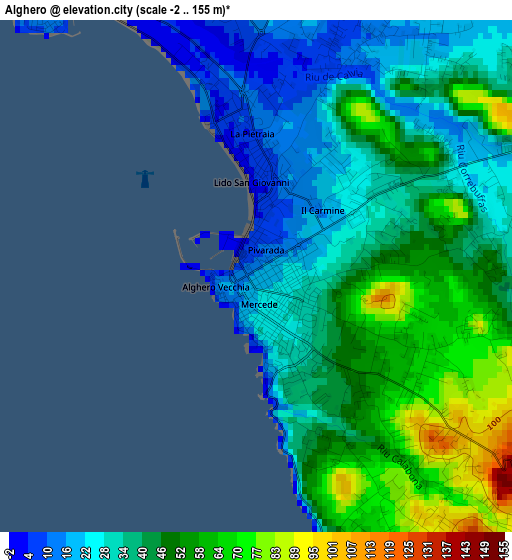 Alghero elevation map