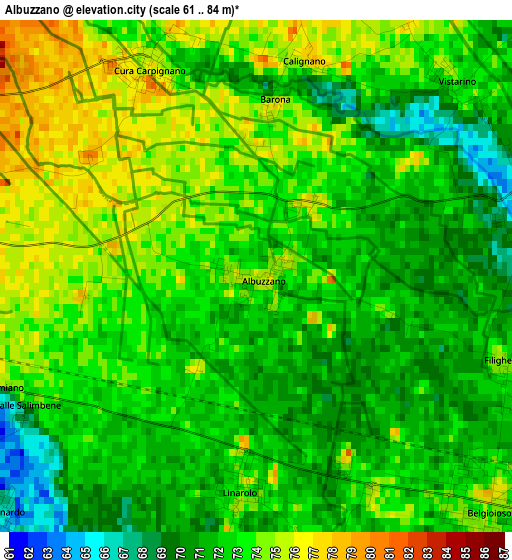 Albuzzano elevation map