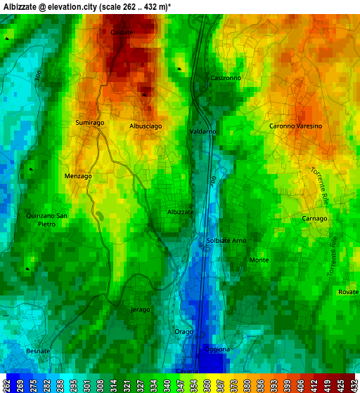 Albizzate elevation map