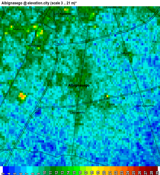 Albignasego elevation map