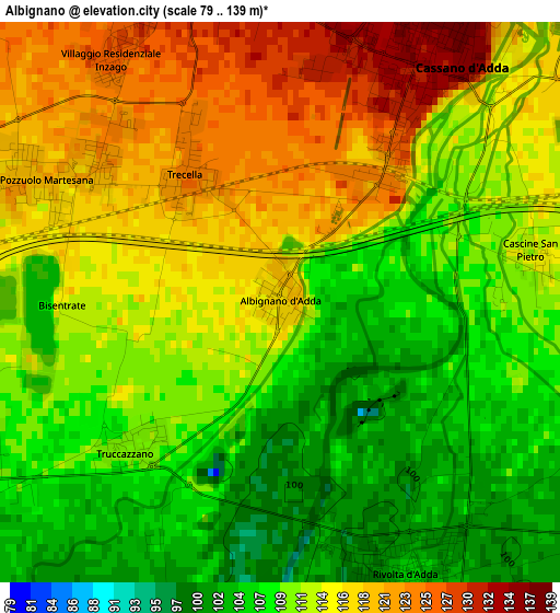 Albignano elevation map