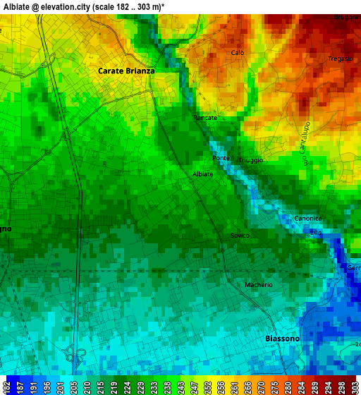 Albiate elevation map