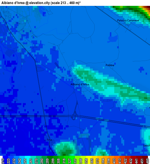 Albiano d'Ivrea elevation map