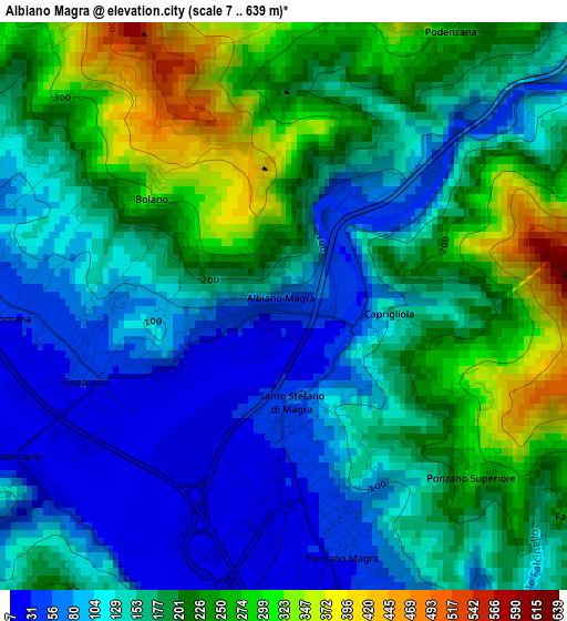 Albiano Magra elevation map