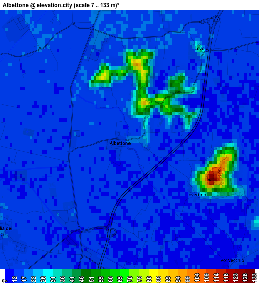 Albettone elevation map