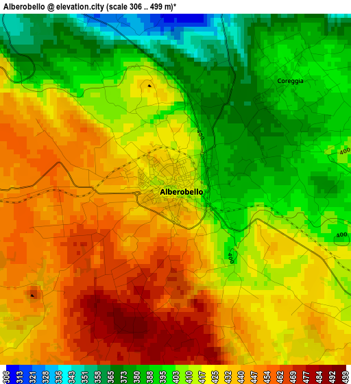 Alberobello elevation map