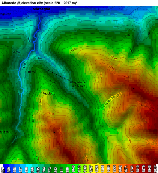 Albaredo elevation map