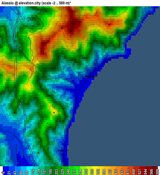 Alassio elevation map