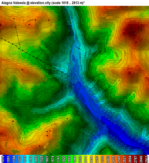 Alagna Valsesia elevation map