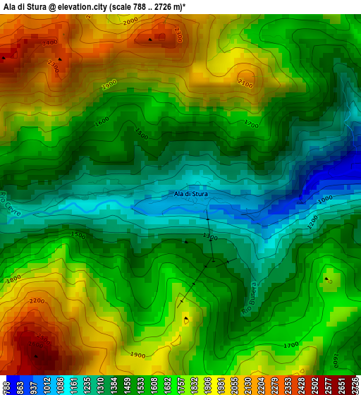 Ala di Stura elevation map