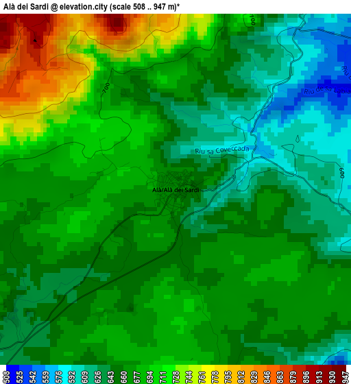 Alà dei Sardi elevation map